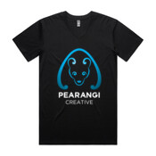 Blue and White Logo - Mens Tarmac V-Neck T shirt
